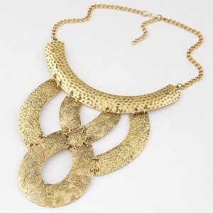 Bold Coarse Golden Strips Combo Design Statement Fashion Necklace