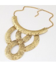 Bold Coarse Golden Strips Combo Design Statement Fashion Necklace