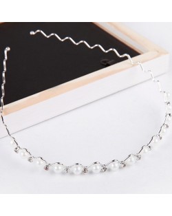 Pearl Embedded Wave Style Design Hair Hoop