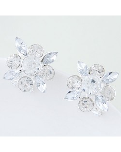 Korean Style Resin Gems Combo Floral Pattern Fashion Ear Studs - Transparent