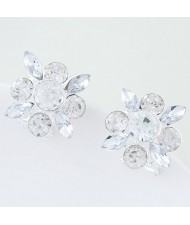 Korean Style Resin Gems Combo Floral Pattern Fashion Ear Studs - Transparent