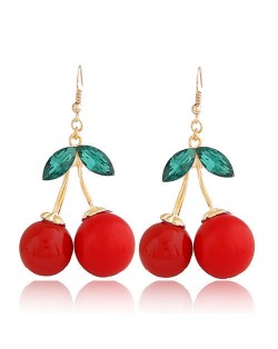 Fashionable Cherry Pendants Design Alloy Earrings