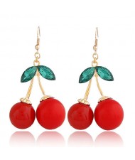 Fashionable Cherry Pendants Design Alloy Earrings