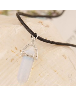 Cute Stone Pencil Stub Pendant Rope Fashion Necklace - White