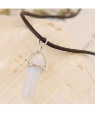 Cute Stone Pencil Stub Pendant Rope Fashion Necklace - White