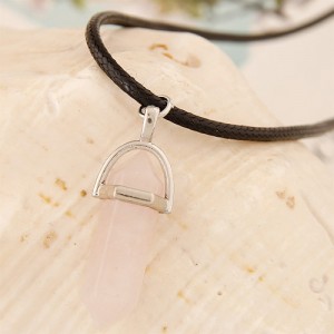 Cute Stone Pencil Stub Pendant Rope Fashion Necklace - Pink