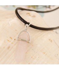 Cute Stone Pencil Stub Pendant Rope Fashion Necklace - Pink