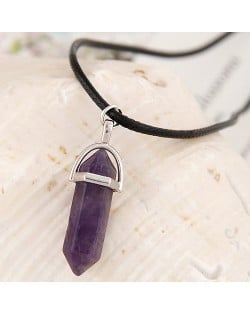 Cute Stone Pencil Stub Pendant Rope Fashion Necklace - Purple