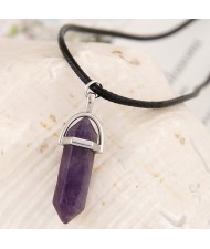 Cute Stone Pencil Stub Pendant Rope Fashion Necklace - Purple