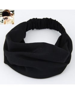 Korean High Fashion Wide Elastic Cotton Hair Hoop - Black