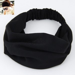 Korean High Fashion Wide Elastic Cotton Hair Hoop - Black