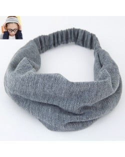 Korean High Fashion Wide Elastic Cotton Hair Hoop - Gray