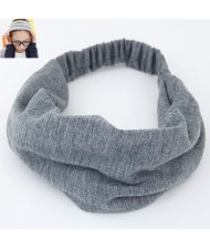 Korean High Fashion Wide Elastic Cotton Hair Hoop - Gray