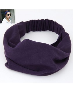 Korean High Fashion Wide Elastic Cotton Hair Hoop - Purple