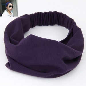 Korean High Fashion Wide Elastic Cotton Hair Hoop - Purple