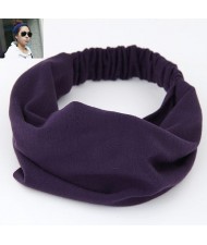Korean High Fashion Wide Elastic Cotton Hair Hoop - Purple