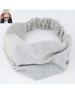 Korean High Fashion Wide Elastic Cotton Hair Hoop - Light Gray