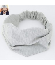 Korean High Fashion Wide Elastic Cotton Hair Hoop - Light Gray