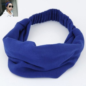 Korean High Fashion Wide Elastic Cotton Hair Hoop - Blue
