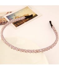 Korean Fashion Cloth Weaving Crystal Beads Attached Hair Hoop - Violet