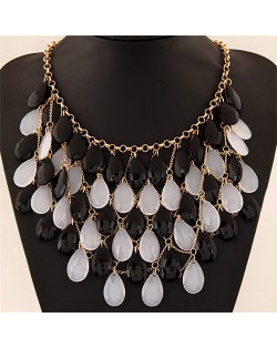 Gradient Color Waterdrop Beads Fashion Collar Necklace - Black