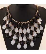 Gradient Color Waterdrop Beads Fashion Collar Necklace - Black