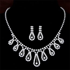 Rhinestone Hollow Waterdrops Brides Fashion Necklace and Earrings Set