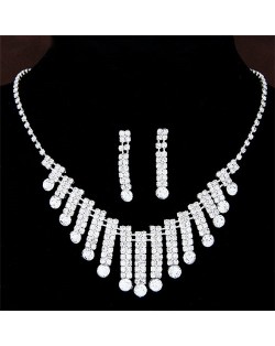 Rhinestone Bars Design Brides Fashion Necklace and Earrings Set