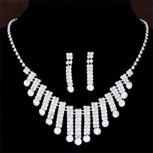 Rhinestone Bars Design Brides Fashion Necklace and Earrings Set