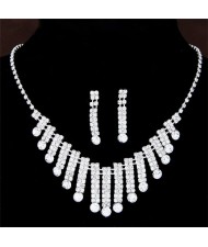 Rhinestone Bars Design Brides Fashion Necklace and Earrings Set