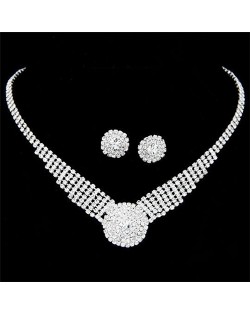 Rhinestone Flower Design Brides Fashion Necklace and Earrings Set