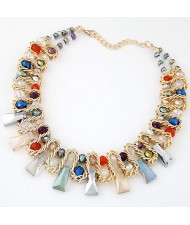 Crystal Beads and Bars with Weaving Pattern Wire Combo Alloy Fashion Necklace - Multicolor