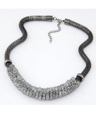 Rhinestone Twining Snake Chain Short Fashion Necklace - Gun Black