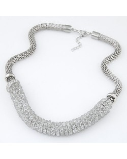 Rhinestone Twining Snake Chain Short Fashion Necklace - Silver