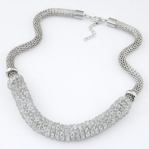 Rhinestone Twining Snake Chain Short Fashion Necklace - Silver