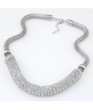 Rhinestone Twining Snake Chain Short Fashion Necklace - Silver