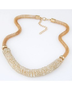 Rhinestone Twining Snake Chain Short Fashion Necklace - Golden