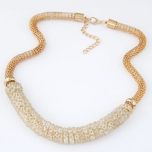 Rhinestone Twining Snake Chain Short Fashion Necklace - Golden