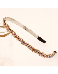 Korean Fashion Crystal Beading Hair Hoop - Purple