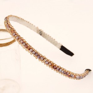 Korean Fashion Crystal Beading Hair Hoop - Purple