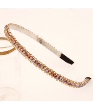 Korean Fashion Crystal Beading Hair Hoop - Purple