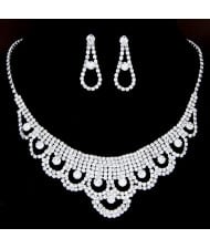 Rhinestones All-over Waterdrops Design Brides Fashion Necklace and Earrings Set