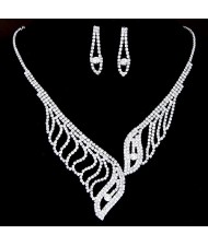 Angel Wings and Waterdrops Brides Fashion Rhinestone Necklace and Earrings Set