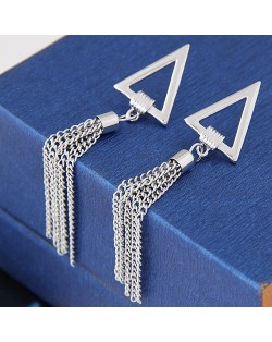 Hollow Triangles with Metallic Tassel Design Alloy Fashion Earrings