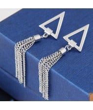 Hollow Triangles with Metallic Tassel Design Alloy Fashion Earrings