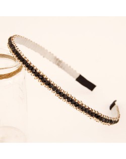 Korean Fashion Crystal Beading Hair Hoop - Black