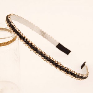 Korean Fashion Crystal Beading Hair Hoop - Black