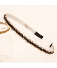 Korean Fashion Crystal Beading Hair Hoop - Black