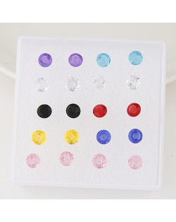 Korean Fashion Round Shape Resin Ear Studs - One Box