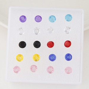 Korean Fashion Round Shape Resin Ear Studs - One Box